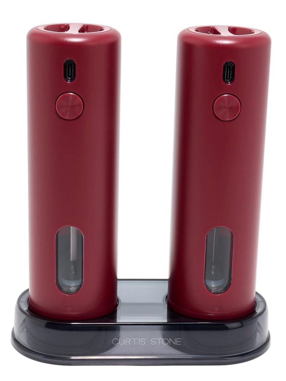 Curtis Stone Rechargeable Spice Grinders Set of 2 Red 810569 Salt & Pepper